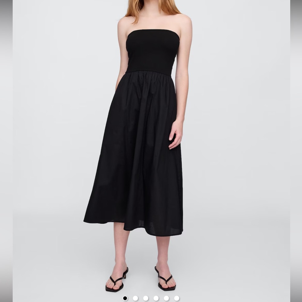 Gap Strapless Poplin Midi Dress